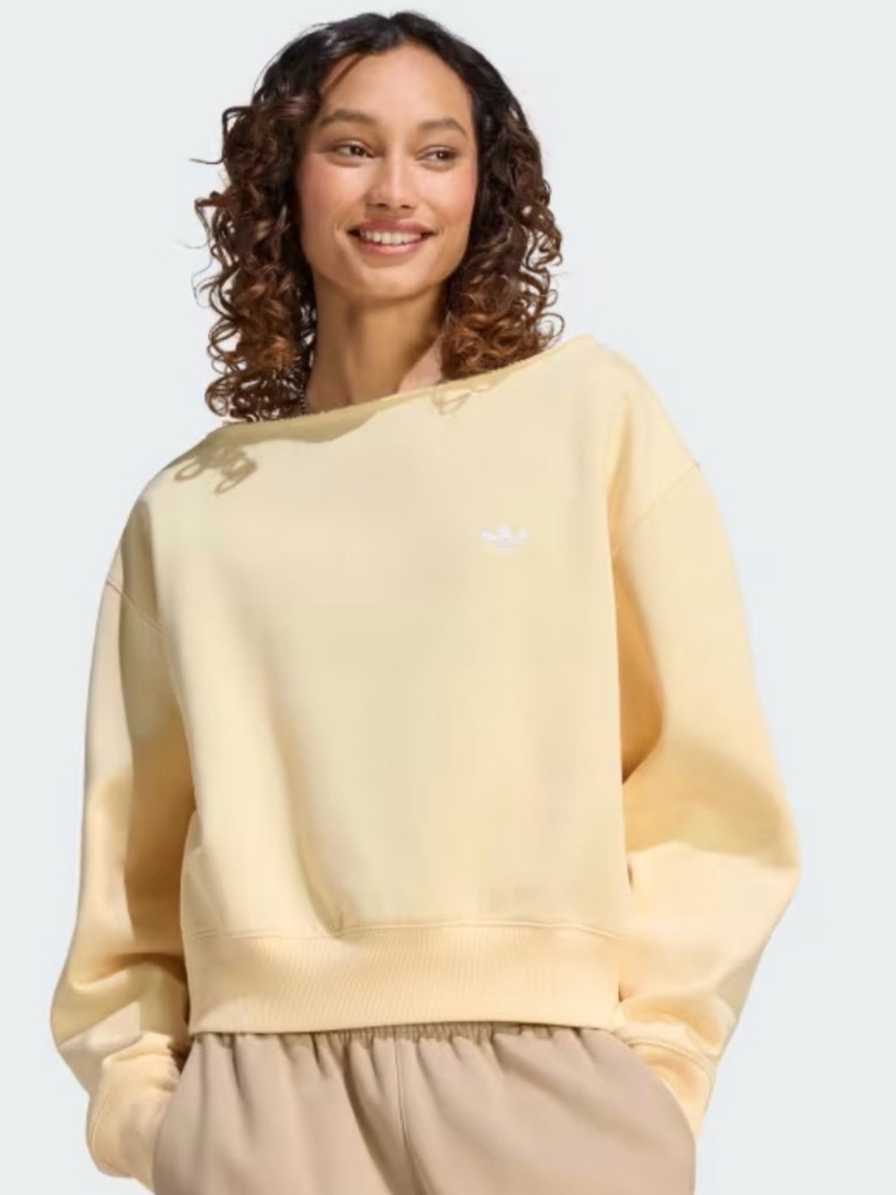 adidas Women's Pale Yellow Crewneck Sweatshirt